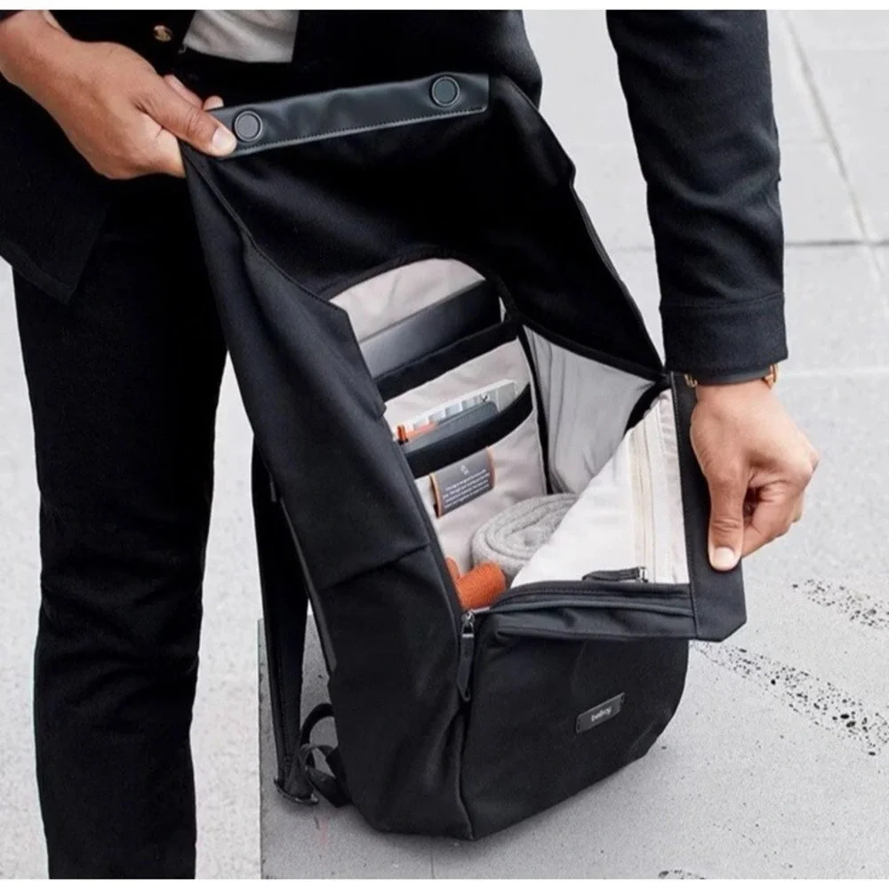Bellroy Melbourne Backpack Black Laptop 18L Magsnap Closure Travel Work Pockets
